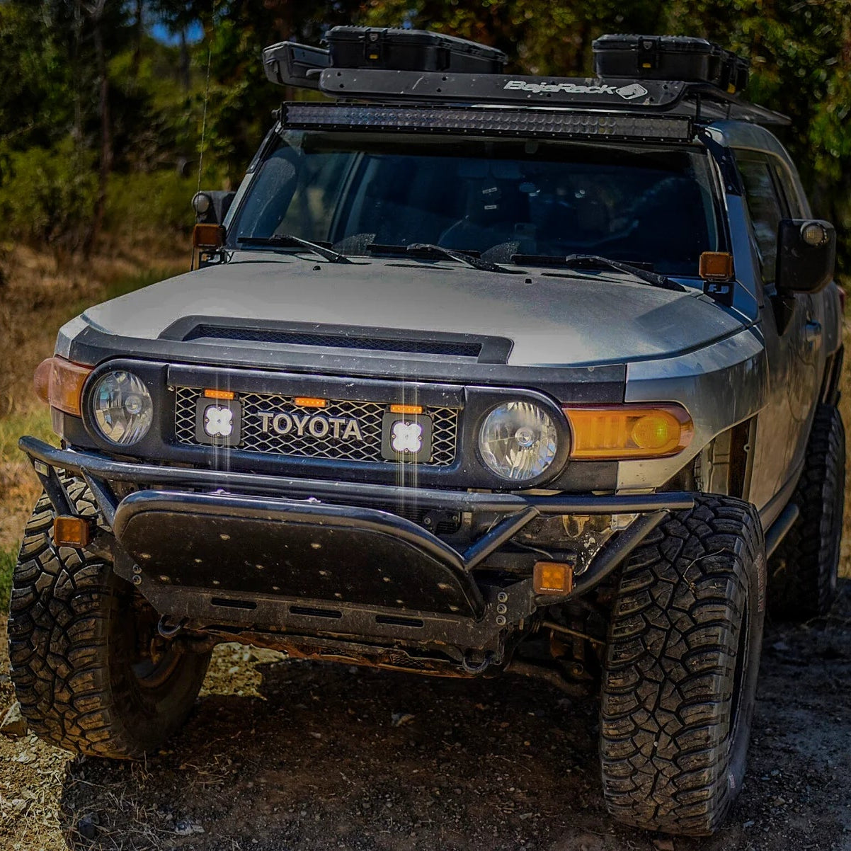 2006-2014 Toyota FJ Cruiser Grille Brackets For Baja Designs Squadron Series Pod Lights