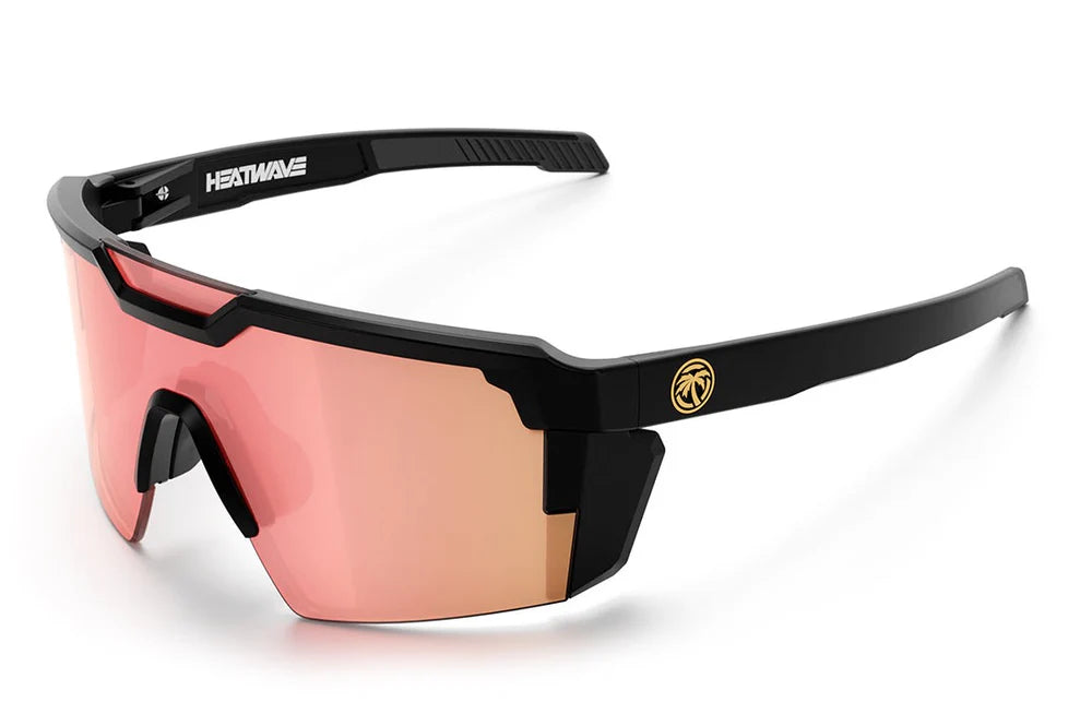 Future Tech Black Frame Sunglasses - Rose Gold Lens