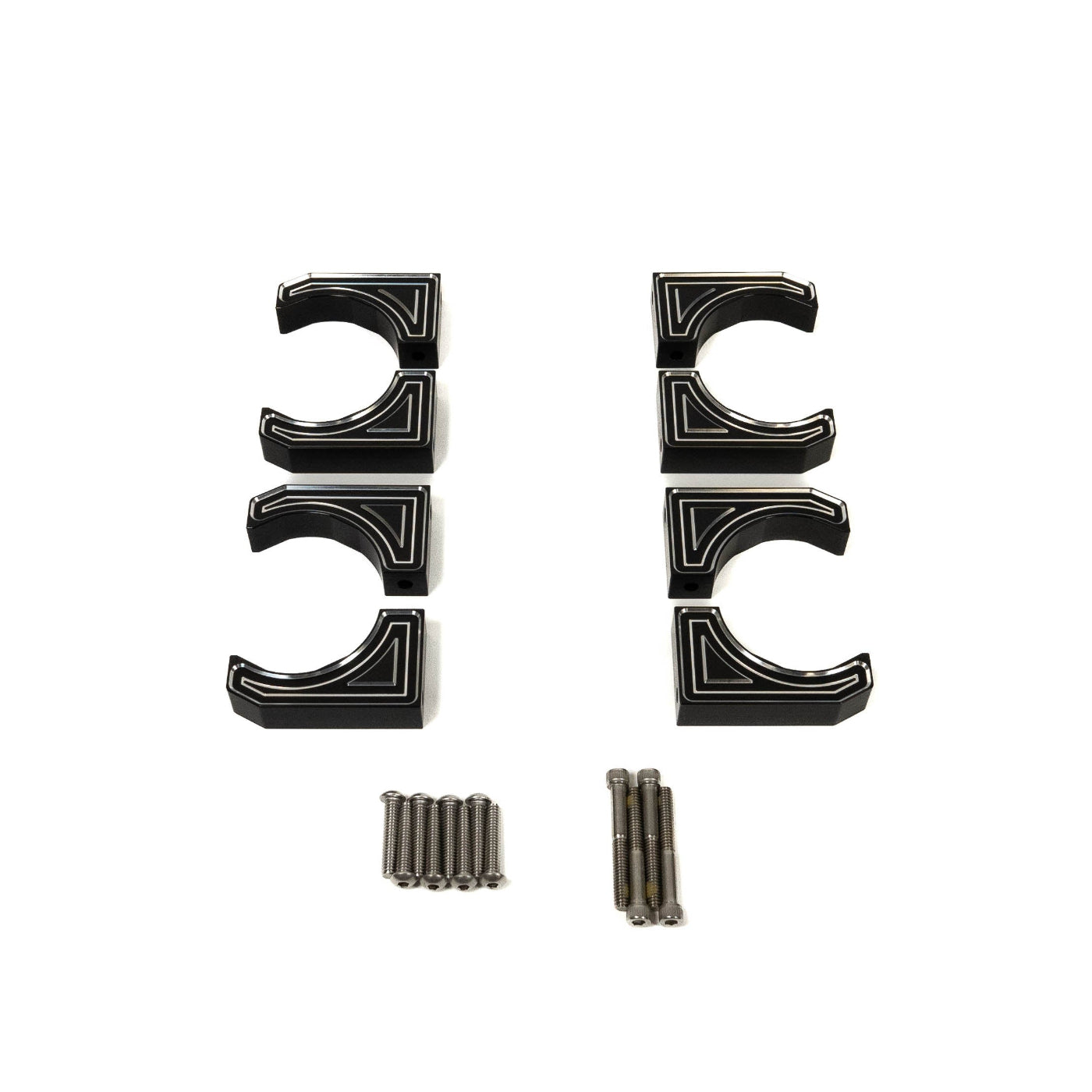 SDHQ Built '14-25 Ram 2500/3500 Billet Reservoir Mounting Kit display of included parts and hardware 