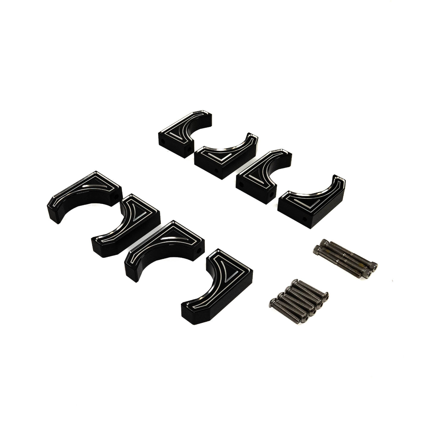 SDHQ Built '14-25 Ram 2500/3500 Billet Reservoir Mounting Kit display of included parts and hardware 