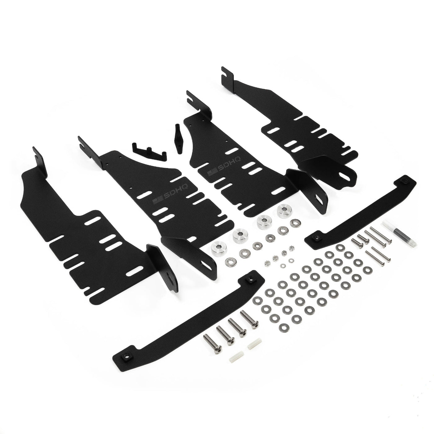 21-24 Ram 1500 TRX SDHQ Built Behind the Grille LED Light Bar Mount display of included parts and hardware 