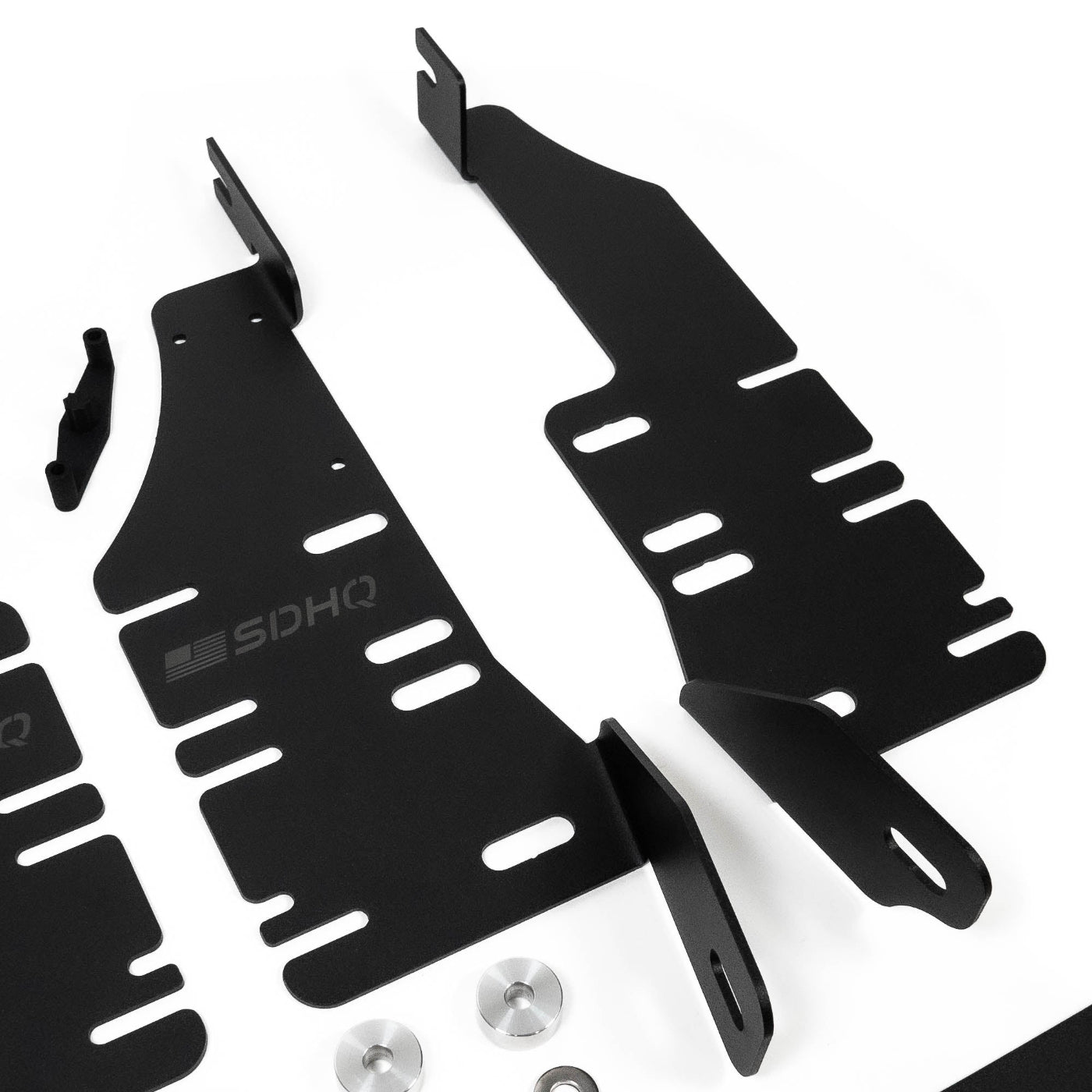 '19-25 Ram 1500 SDHQ Built Behind the Grille LED Light Bar Mount display of included parts and hardware 