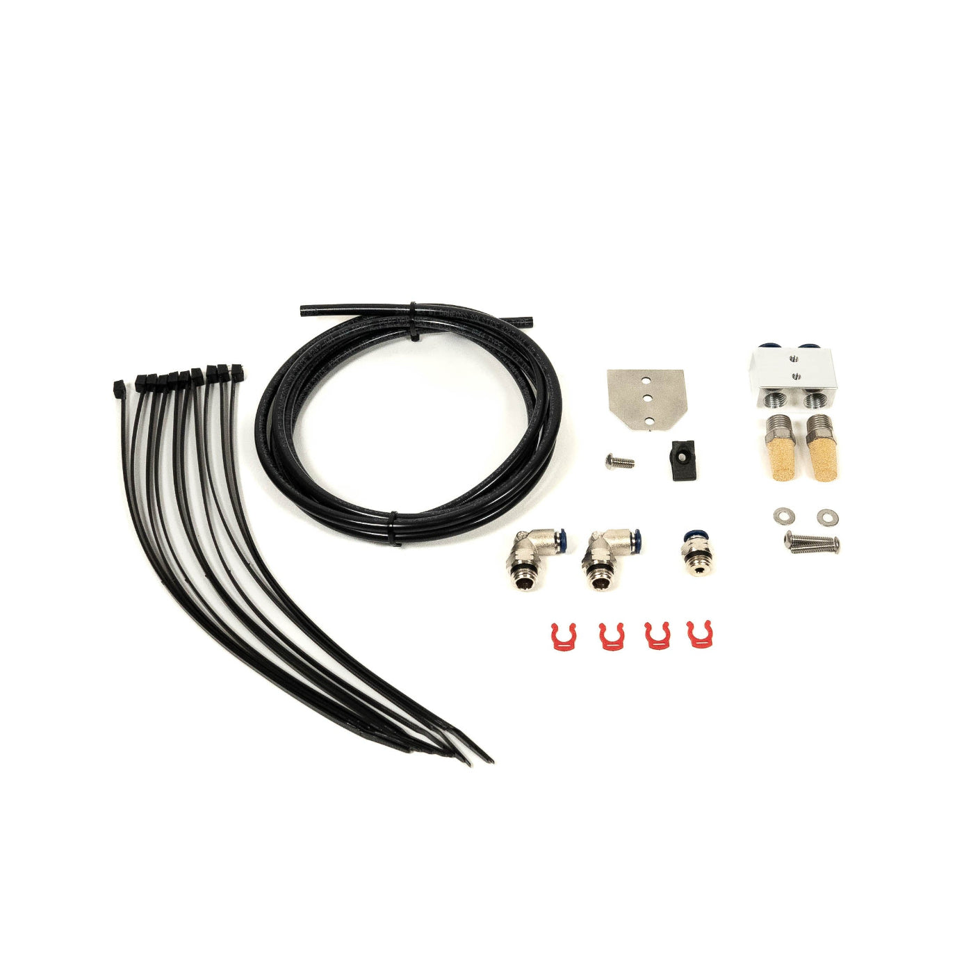 SDHQ Built '24+ Ranger & Ranger Raptor ARB Filter Relocation Kit display of included parts and hardware 