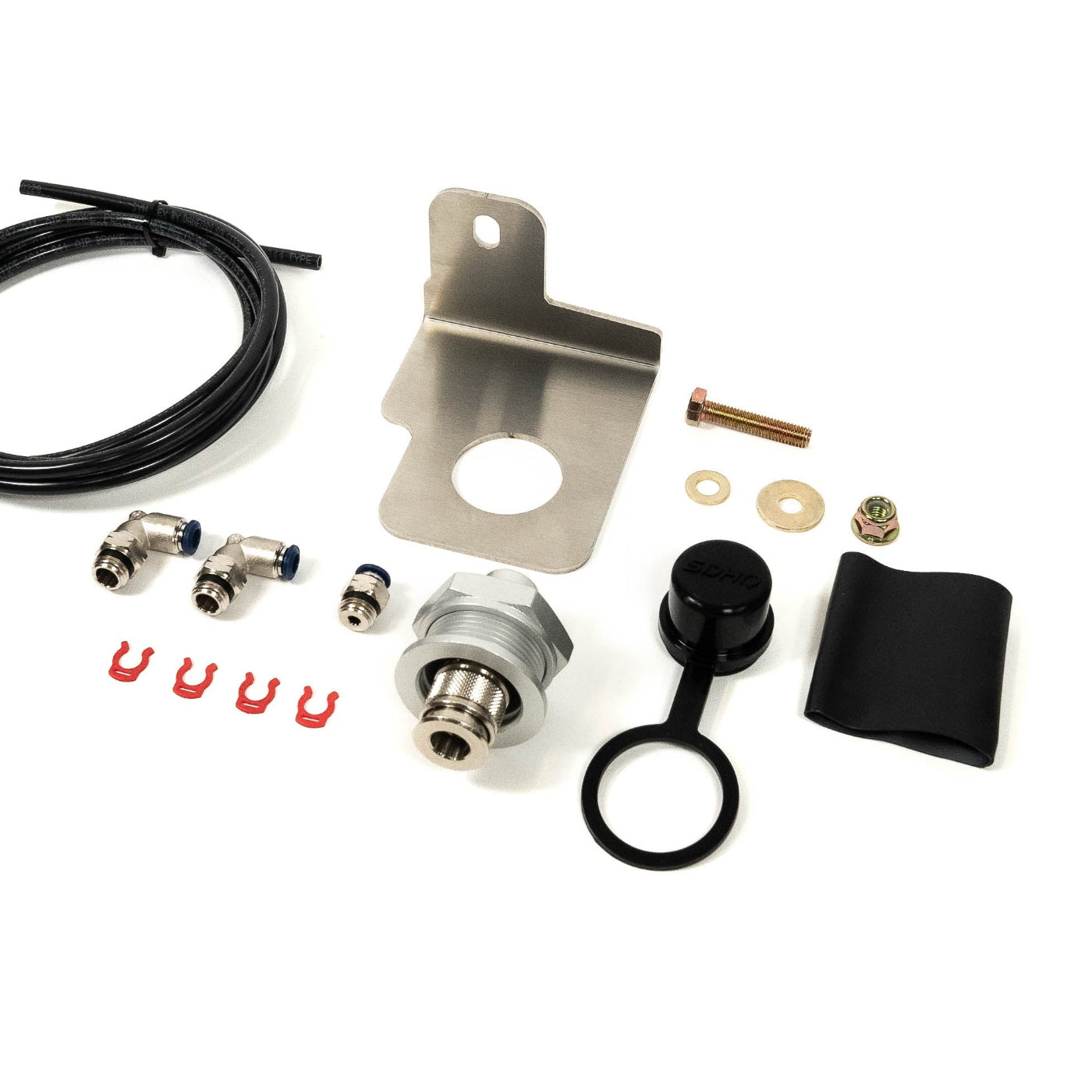 SDHQ Built '24+ Ranger Raptor Air Chuck and Switch Mount Kit display of included parts and hardware 