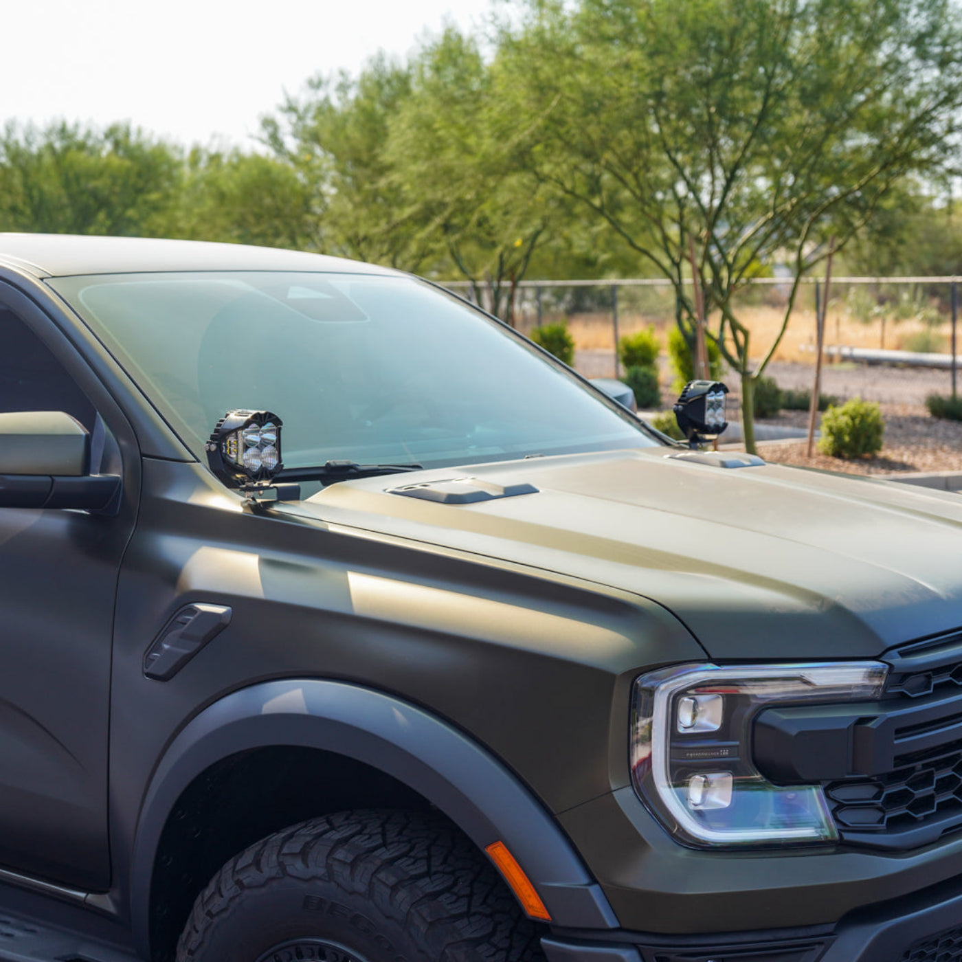 '24-25 Ford Ranger/Ranger Raptor A-Pillar Light Mounts installed 