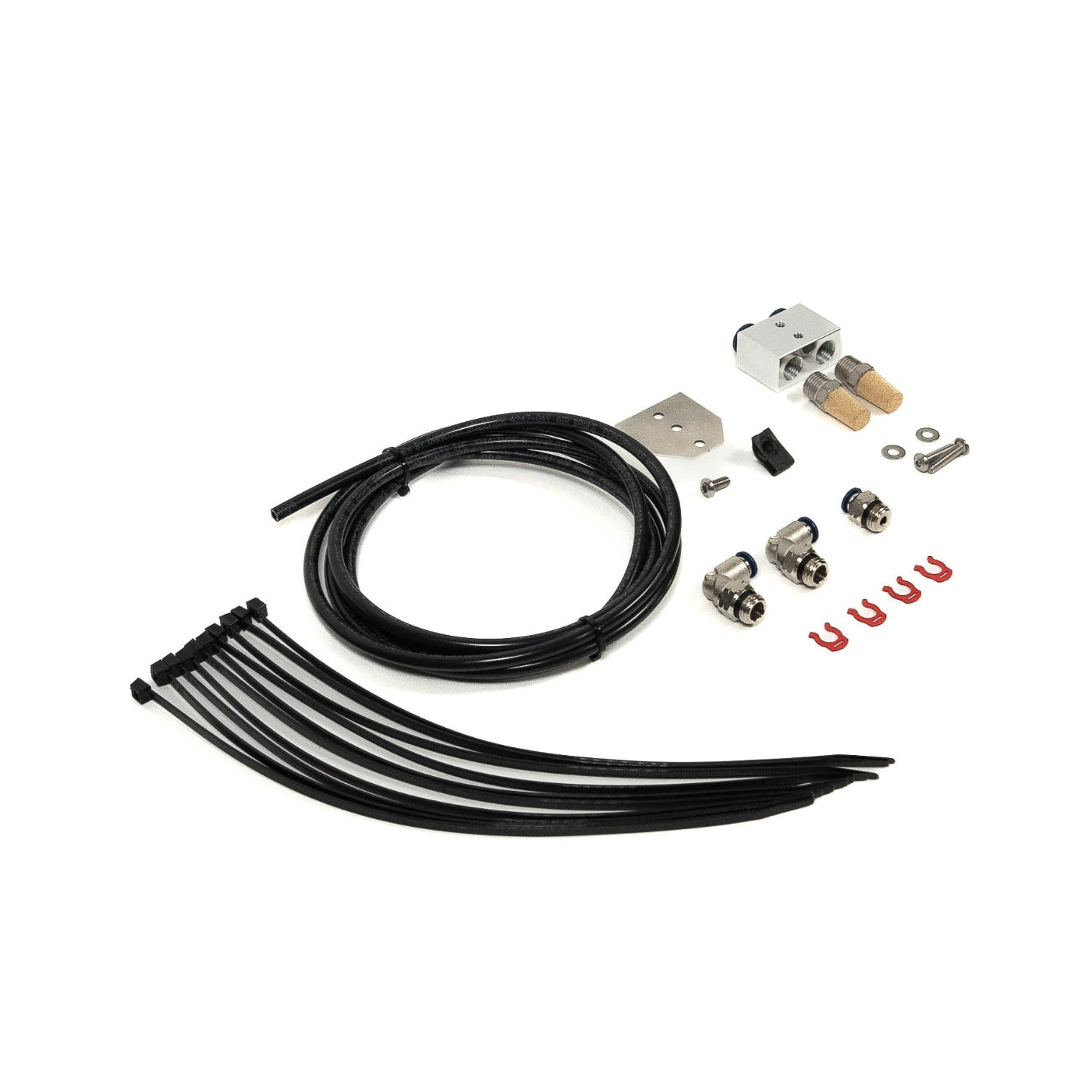 SDHQ Built '24+ Ranger & Ranger Raptor ARB Filter Relocation Kit display of included parts and hardware 