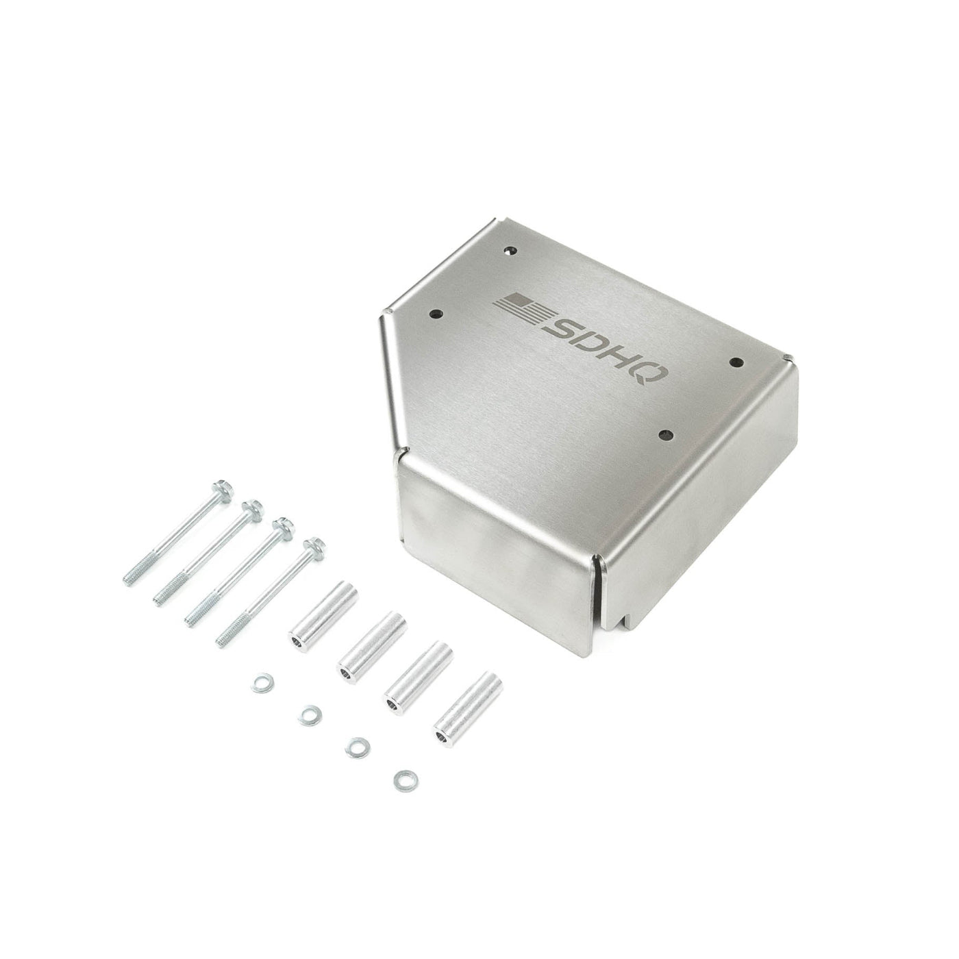 SDHQ Built 2024+ Ranger Raptor Active Suspension Module Guard display of included parts and hardware 