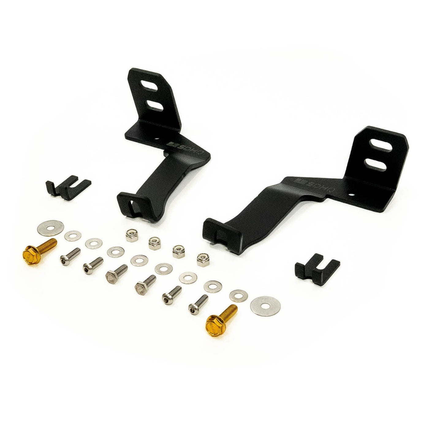 '21-25 Ford Raptor SDHQ Built A-Pillar Light Mounts display of included parts and hardware 