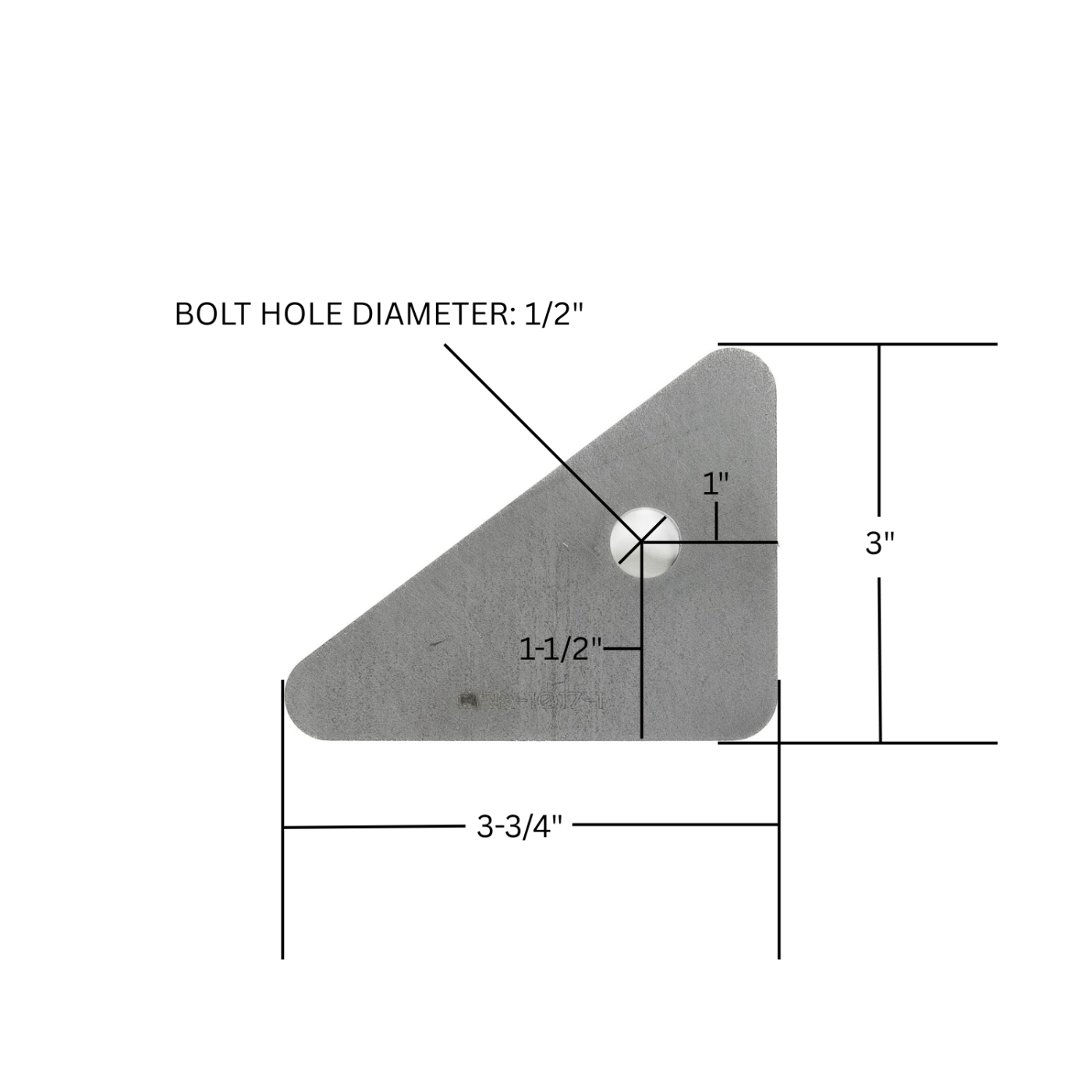 SDHQ Built Link Tab | 3/16" Thick, 1/2" Bolt Hole Diagram