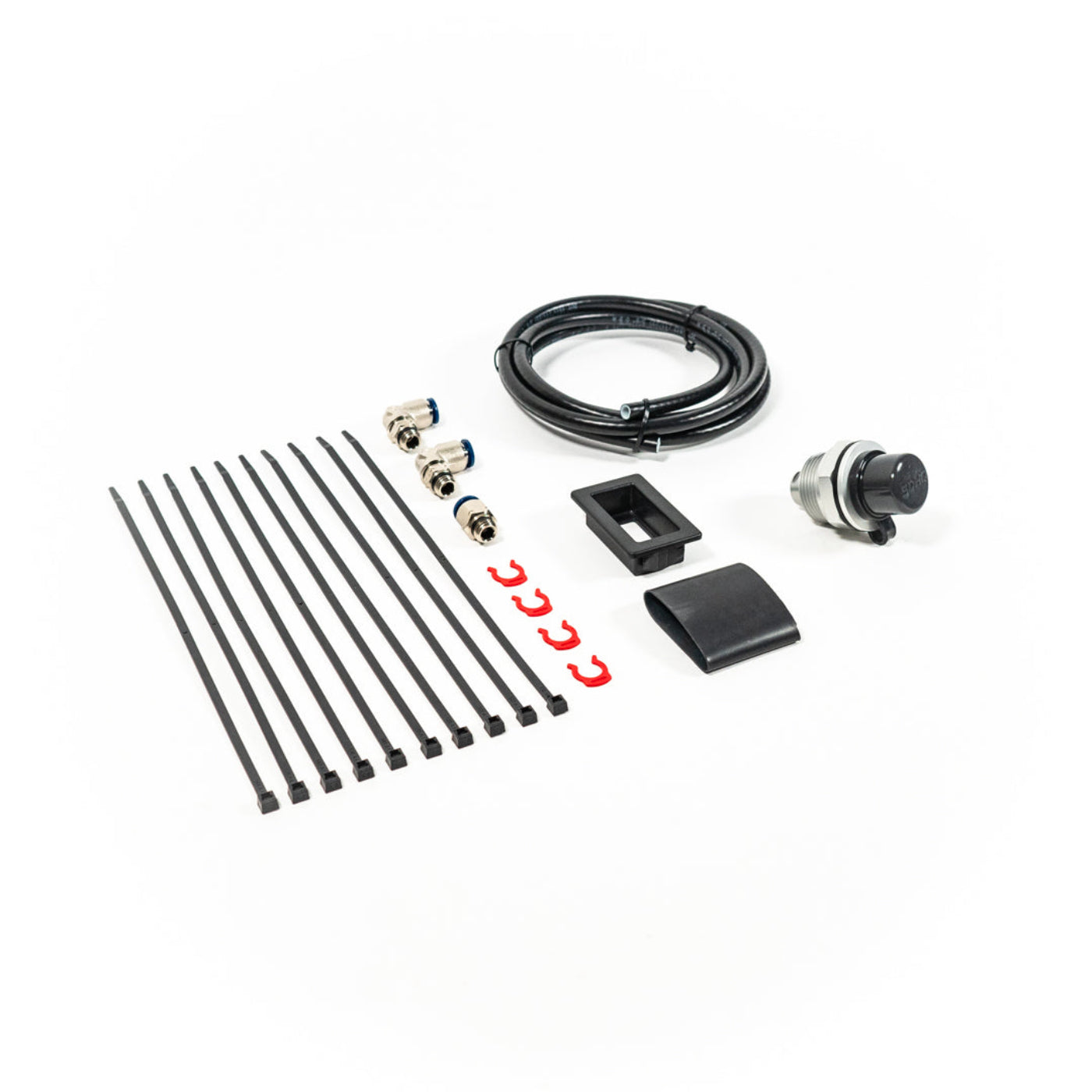 SDHQ Built 7.5' Bulkhead Air Chuck Mounting Kit display of included parts 