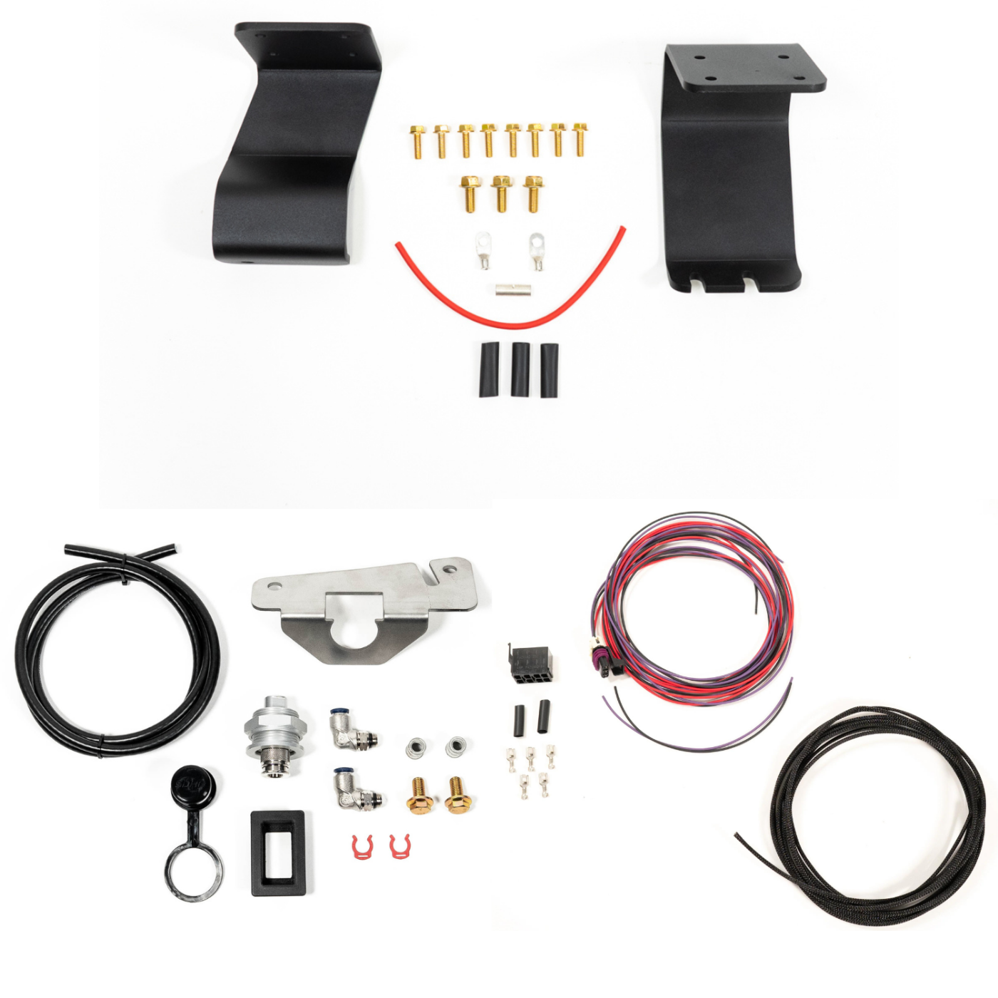 SDHQ Built '23-25 Sequoia ARB Twin Compressor Mounting Kit display of included parts and hardware 