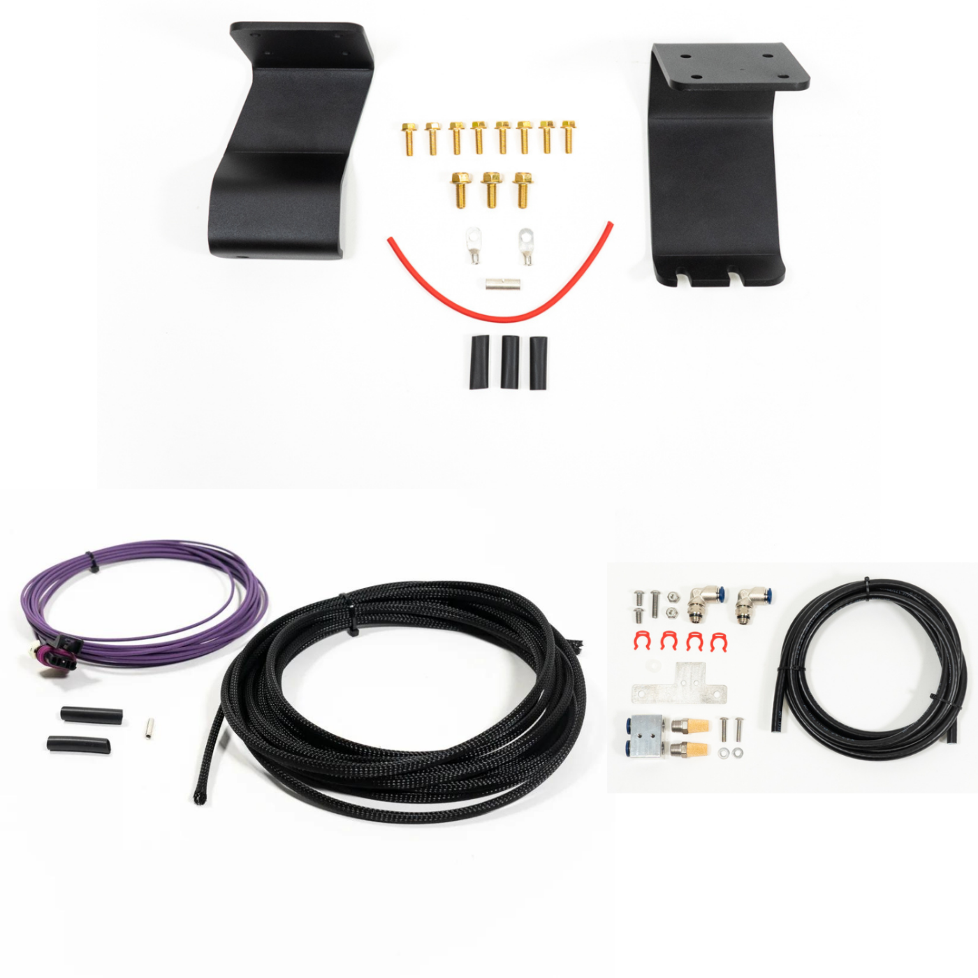 SDHQ Built '23-25 Sequoia ARB Twin Compressor Mounting Kit display of included parts and hardware 