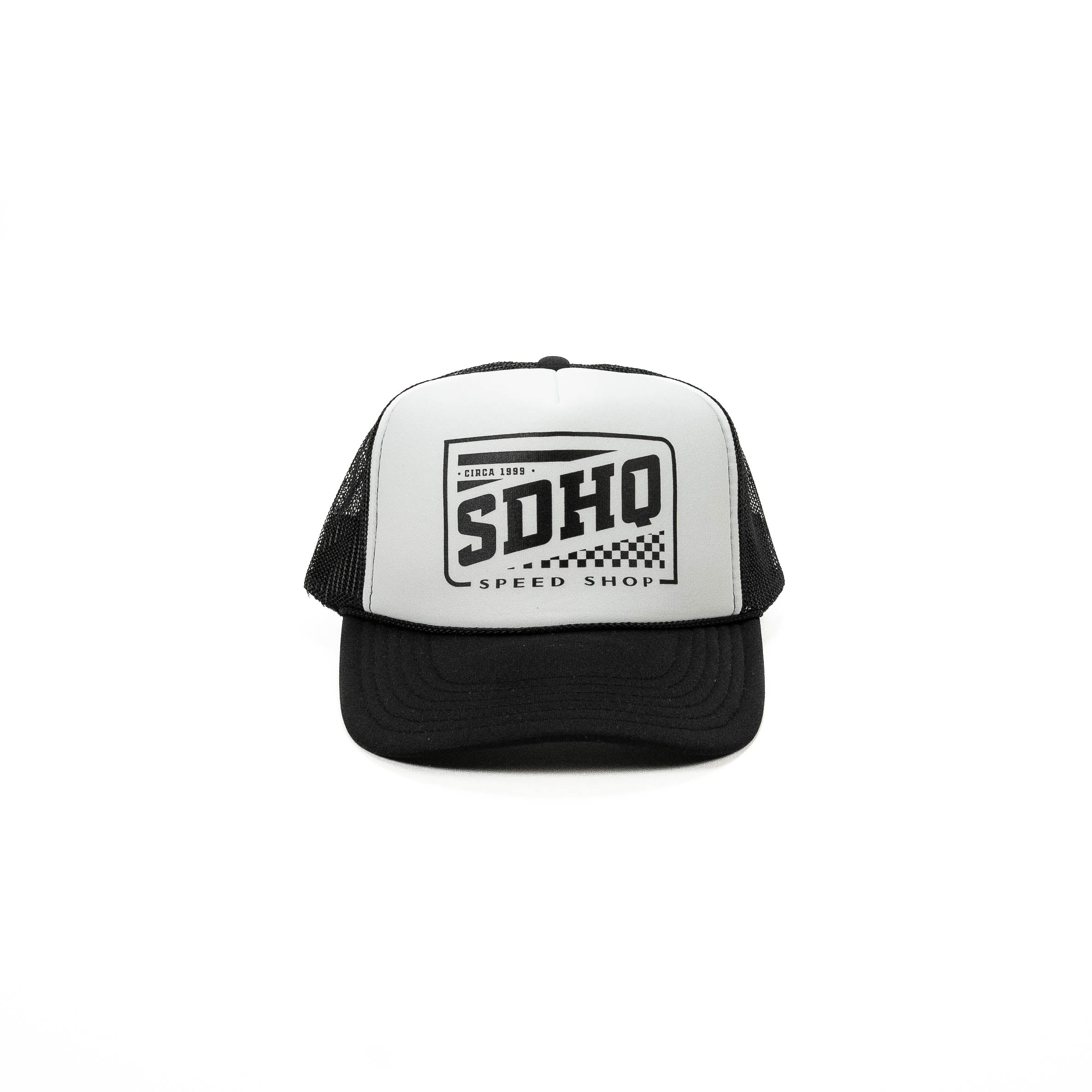 SDHQ Speed Shop Trucker Hat - Black & White