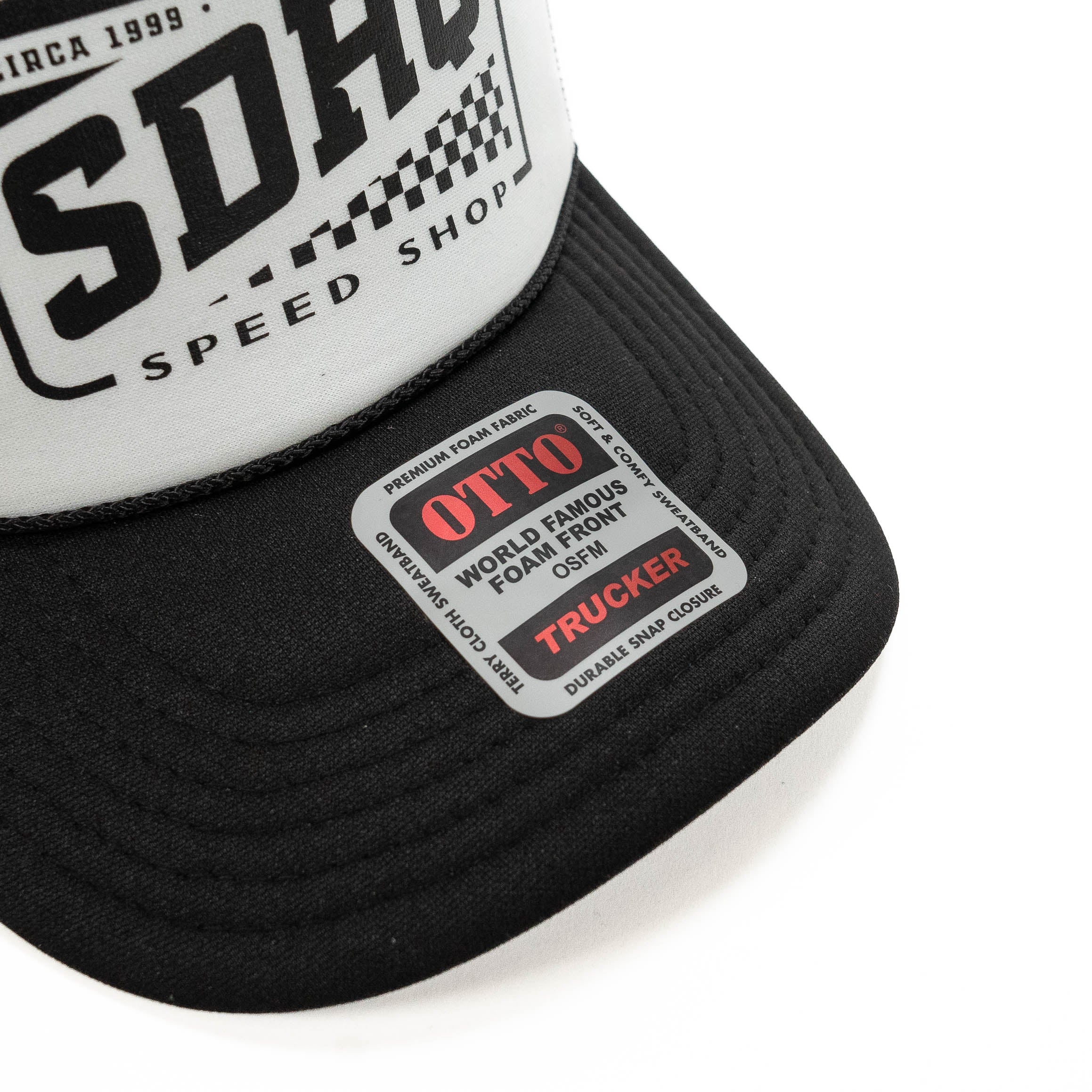 SDHQ Speed Shop Trucker Hat - Black & White