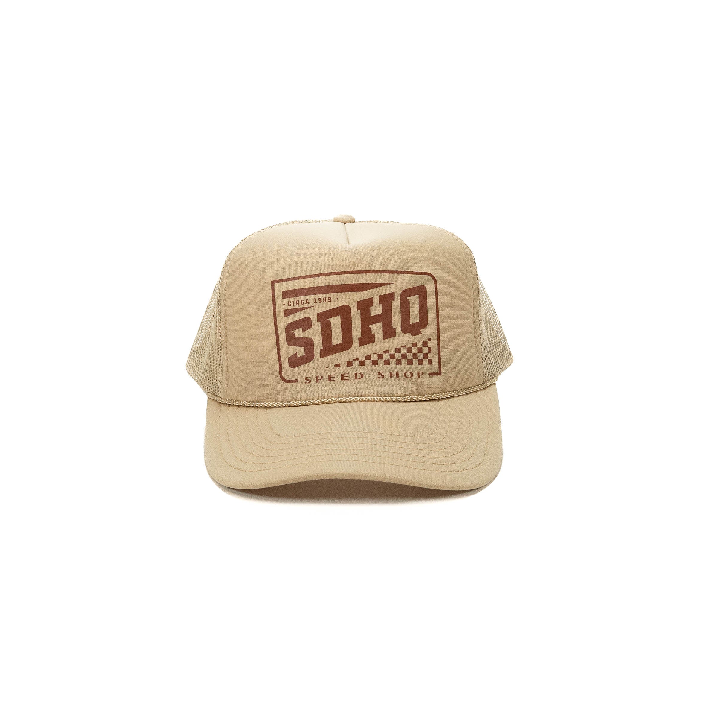 SDHQ Speed Shop Trucker Hat - Tan & Brown