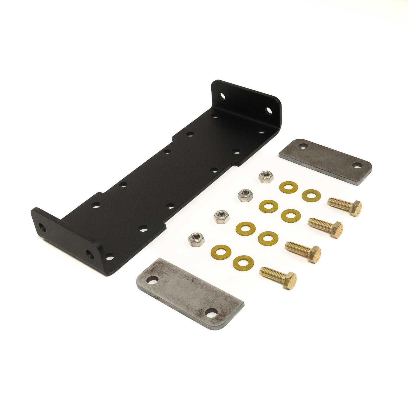 SDHQ Built Universal Weld on ARB Compressor Mount display of included parts and hardware 