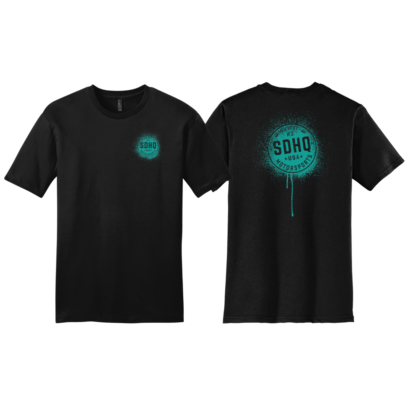 SDHQ Motorsports Splatter T-Shirt (Teal Logo)