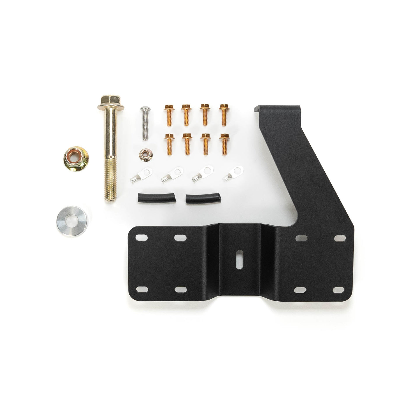 SDHQ Built '24+ Tacoma Air Compressor Mount display of included parts and hardware 