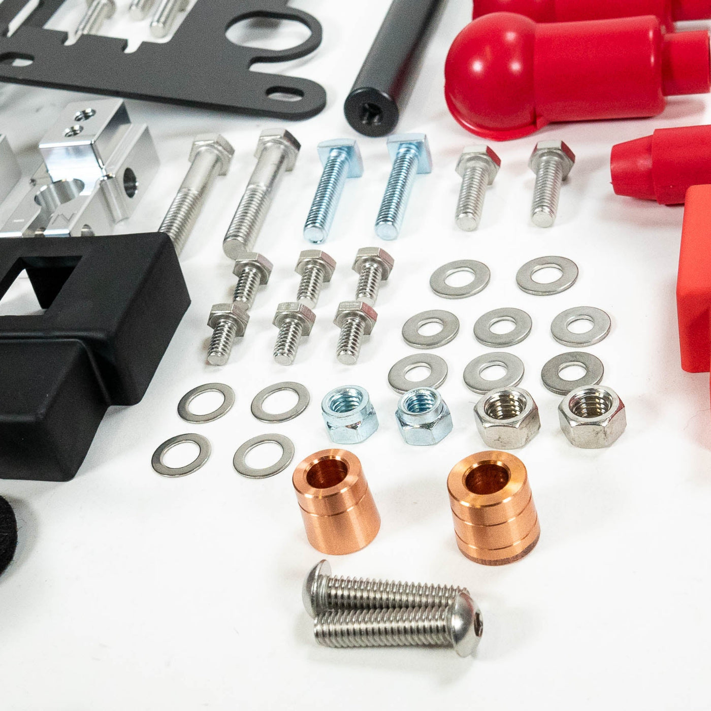 '24-25 Tacoma SDHQ Built Under Hood Power Solution Kit display of included parts and hardware