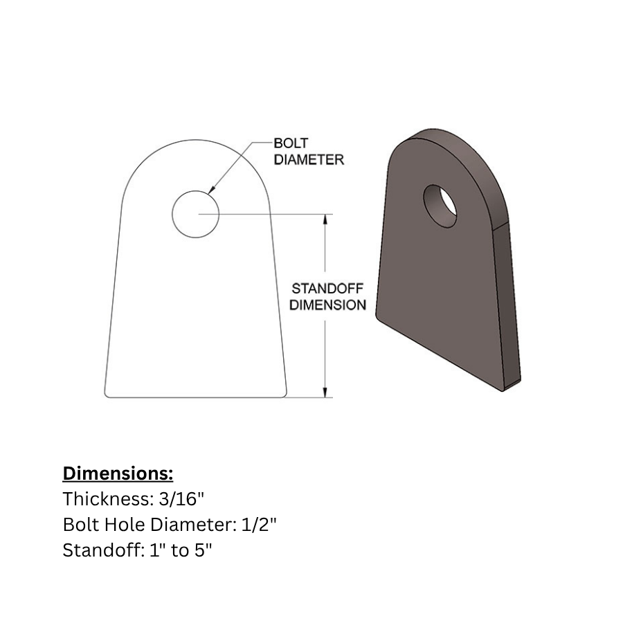 SDHQ Built Flat Tabs | 3/16" Thick, 1/2" Bolt Hole