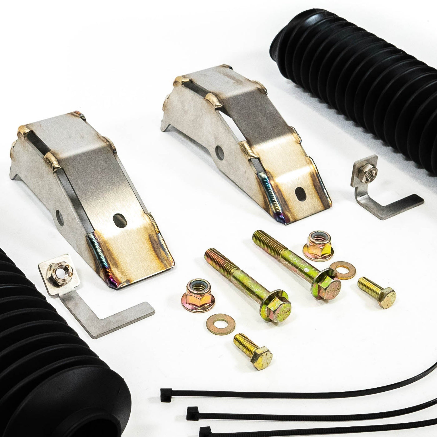 '07-21 Toyota Tundra SDHQ Built Icon RXT Rear Shock Guards display of included parts and hardware 