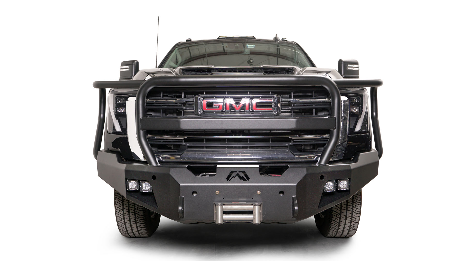 '24+ GMC 2500/3500 New Premium Winch Bumper Display on vehicle 