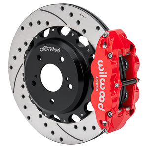 Forged Narrow Superlite 4R Big Brake Rear Brake Kit For OE Parking Brake Drilled/Slotted RED Skyline R33/R34 | 17" Wheel Diameter Minimum