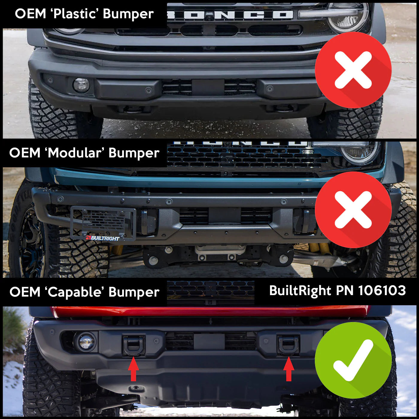 Bronco License Plate Mount | Ford Bronco (2022+) for Capable Steel Bumper w/Flip-Up Tow Hooks