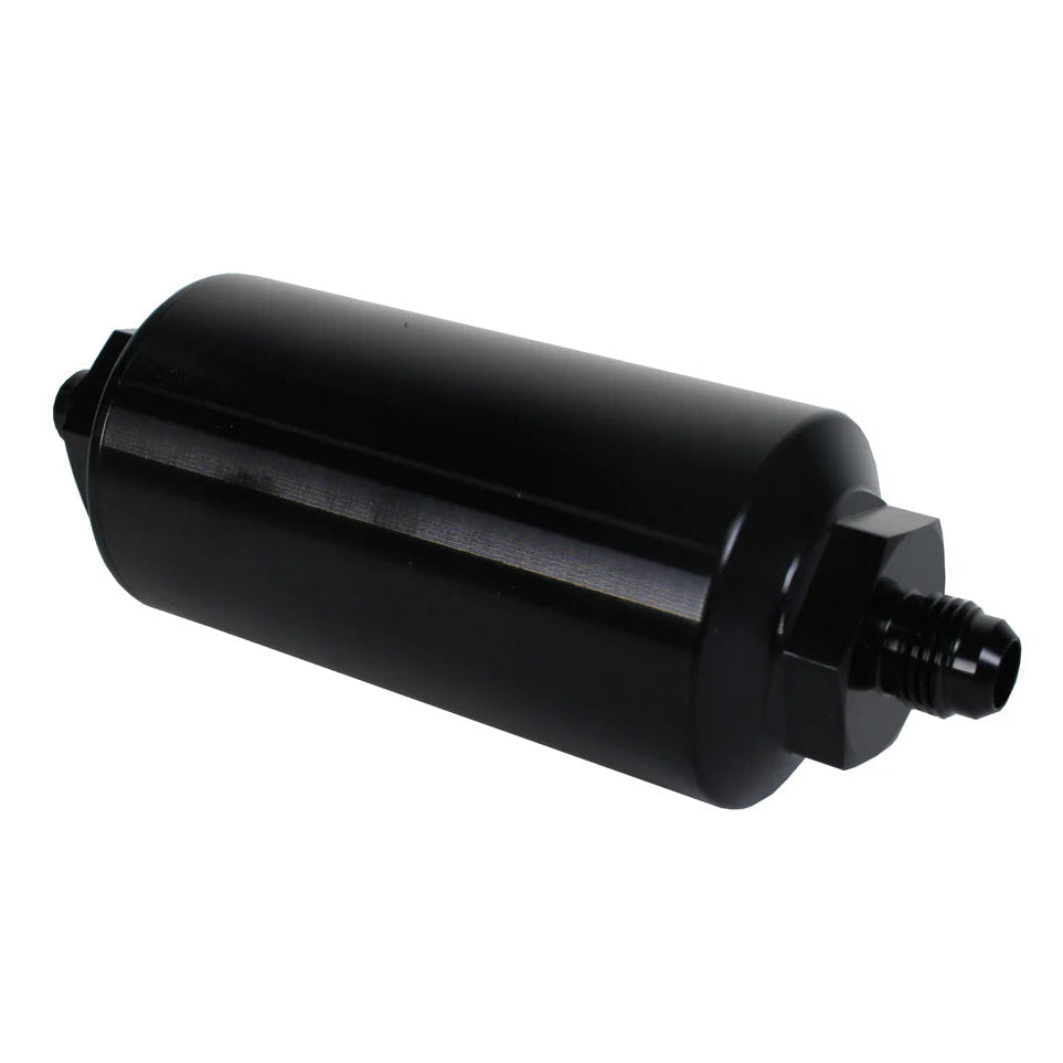 40 Micron Black Fuel Filter with Male AN-06 Ports & Stainless Mesh Element