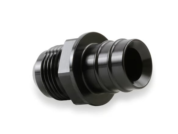 Earl's GM LS PCV Fitting -10 AN Male Black Anodized Finish - Fits Many GM OE Valve Covers w/ 3/4" ID on Grommet Front View Black