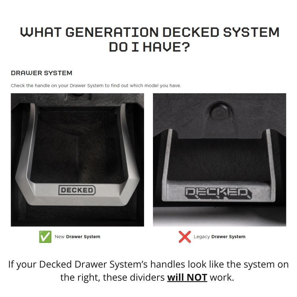 Decked Drawer Dividers - Full Size Truck-NON-Legacy Edition