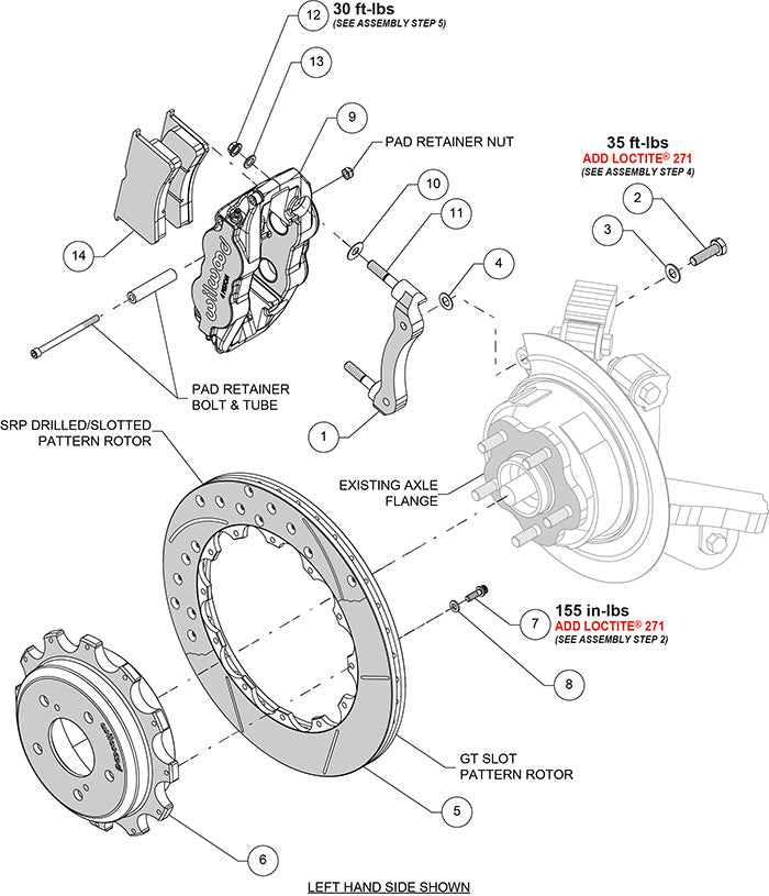Forged Narrow Superlite 4R Big Brake Rear Brake Kit For OE Parking Brake  RED 240SX | 300ZX | Skyline R32 | 17" Wheel Diameter Minimum