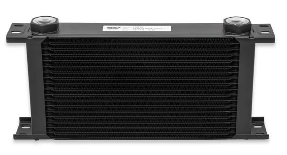Earl's UltraPro Oil Cooler - Black - 19 Rows - Wide Cooler Front View Black