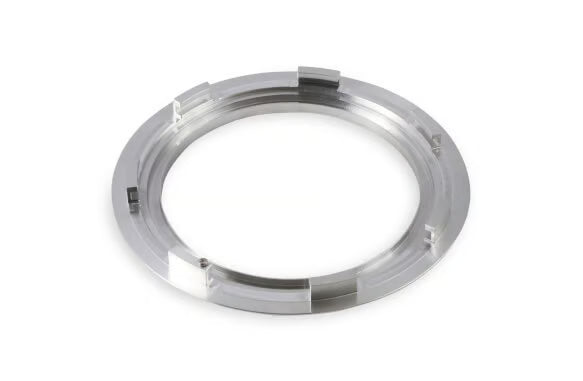 Earl's Late Model USCAR Fuel Pump Module Mounting Ring - Aluminum Front View Silver