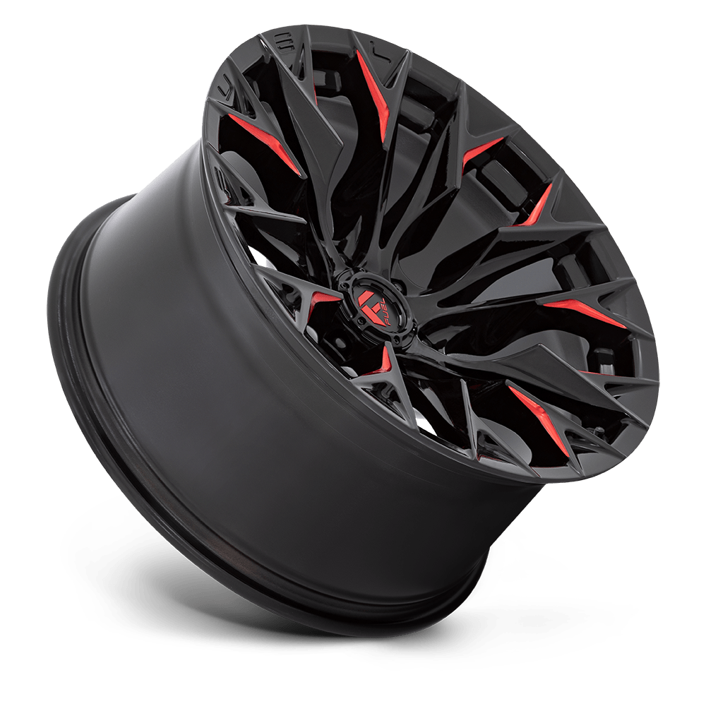 Fuel Wheels | FLAME | GLOSS BLACK MILL W/ CANDY RED