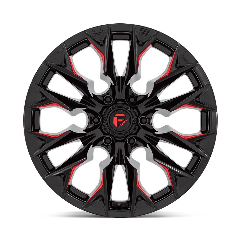 Fuel Wheels | FLAME | GLOSS BLACK MILL W/ CANDY RED