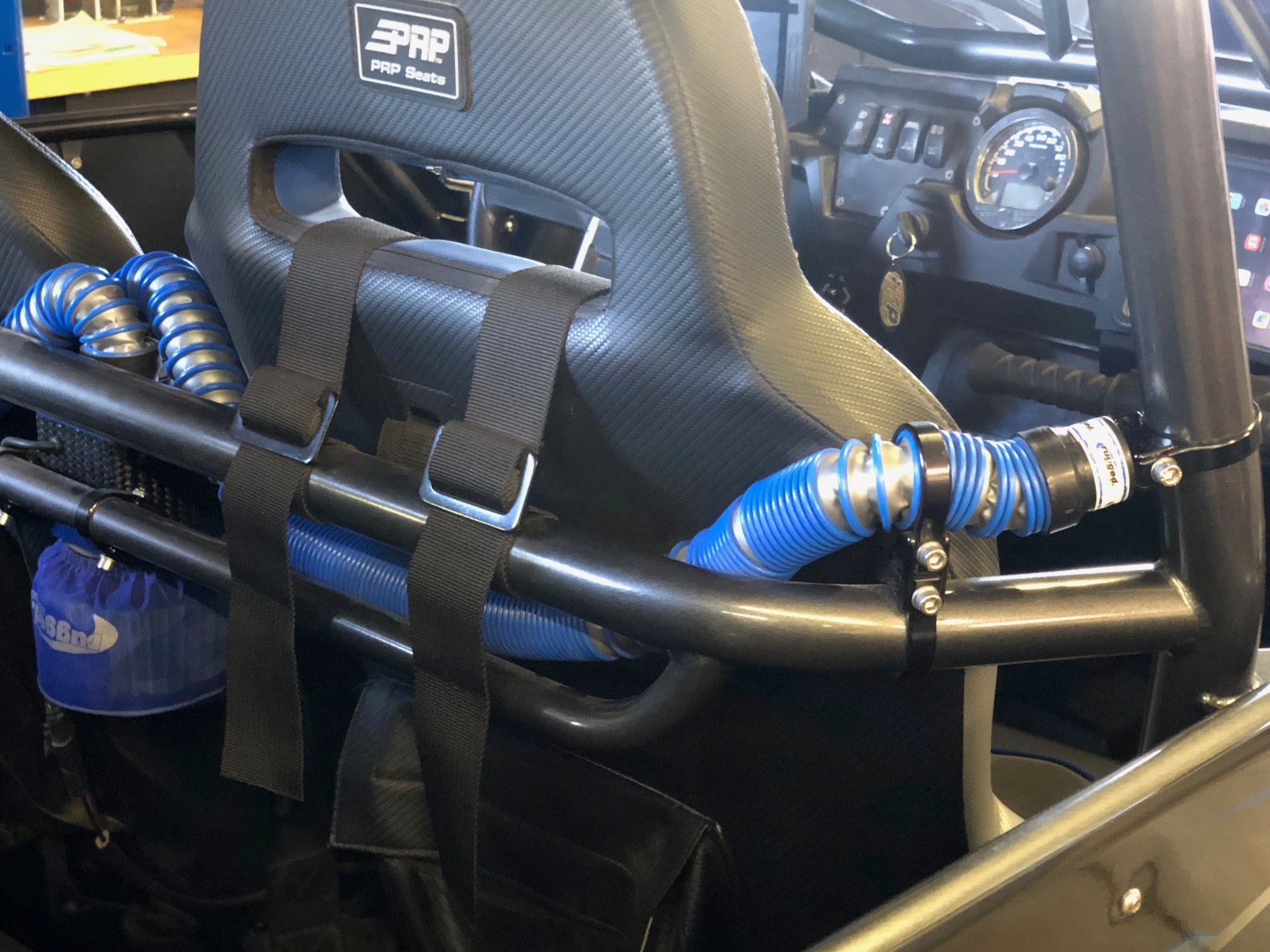 Helmet Race Air Pumper Hose Plug Mount Front View