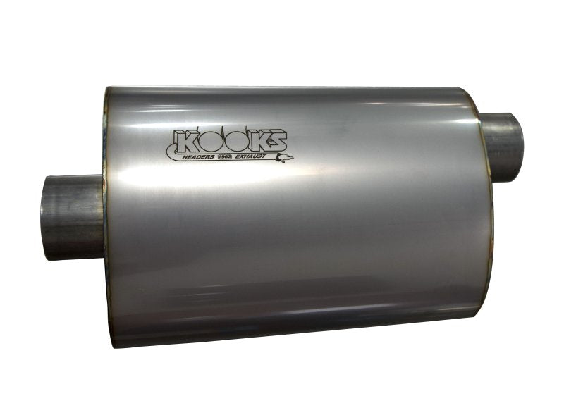2-1/2" Oval Center/Offset Muffler 12" Long Body. Stainless Steel.