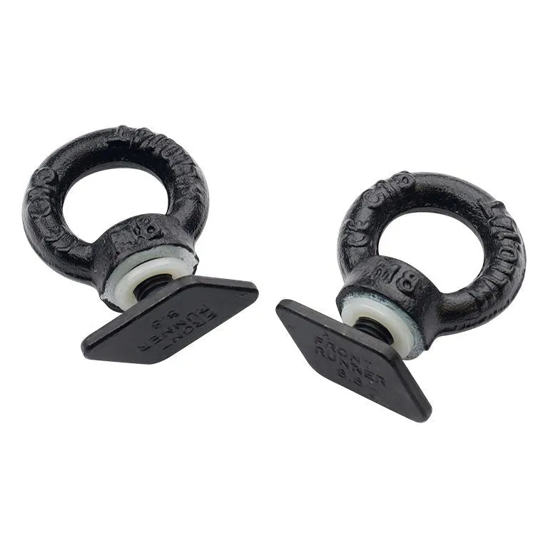 Front Runner Black Tie Down Rings / Eye Bolts for Tracks Front View