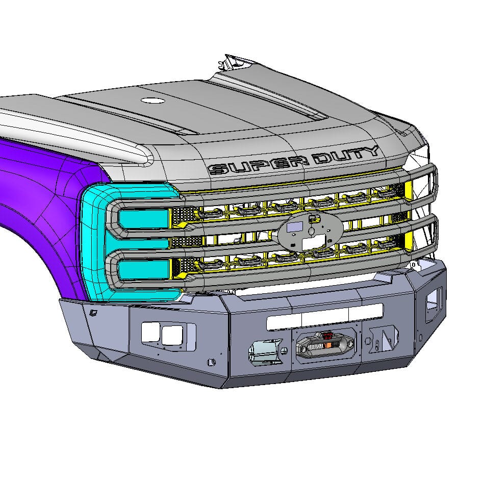 2023+ FORD SUPERDUTY F250/F350 ATTITUDE SERIES FRONT WINCH BUMPER Front View