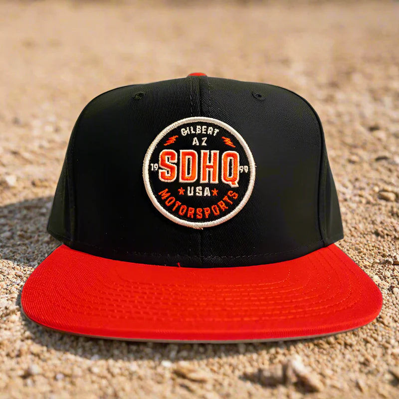 SDHQ Motorsports Black & Red Snapback Hat