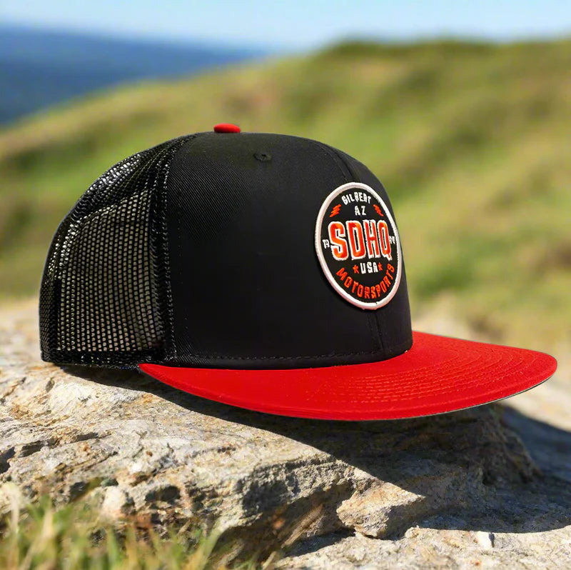 SDHQ Motorsports Black & Red Trucker Style Snapback Hat