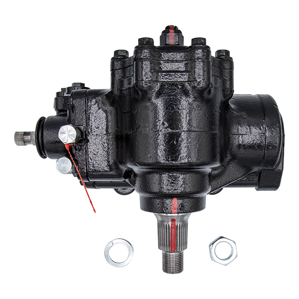 BIG BORE XD Cylinder Assist Steering Gearbox for '05-07 Ford F250/F350 (Splined Input) Front View