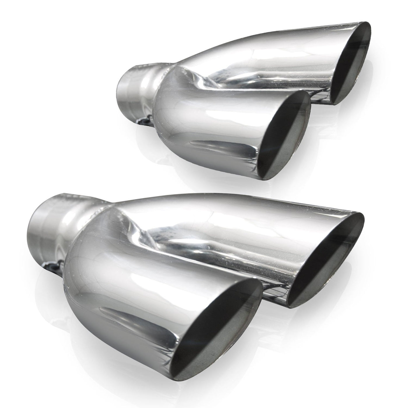 Y-Tip Style Polished Exhaust Tip 304 Stainless Steel Front View