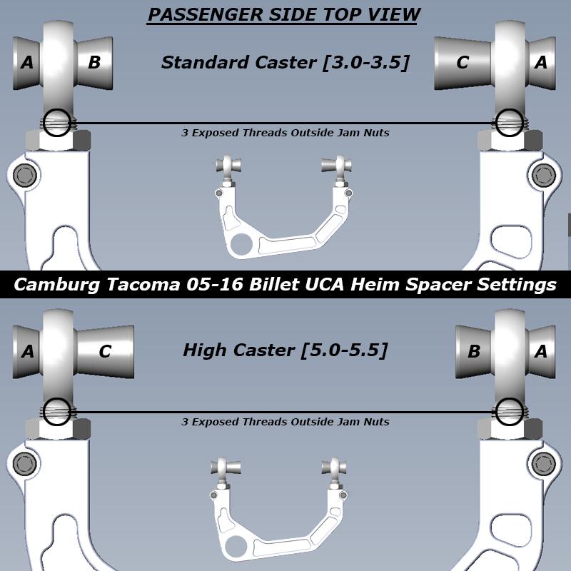 '05-23 Toyota Tacoma Kinetik Billet Upper Control Arms Suspension Camburg Engineering (Standard v Hgh comparison)