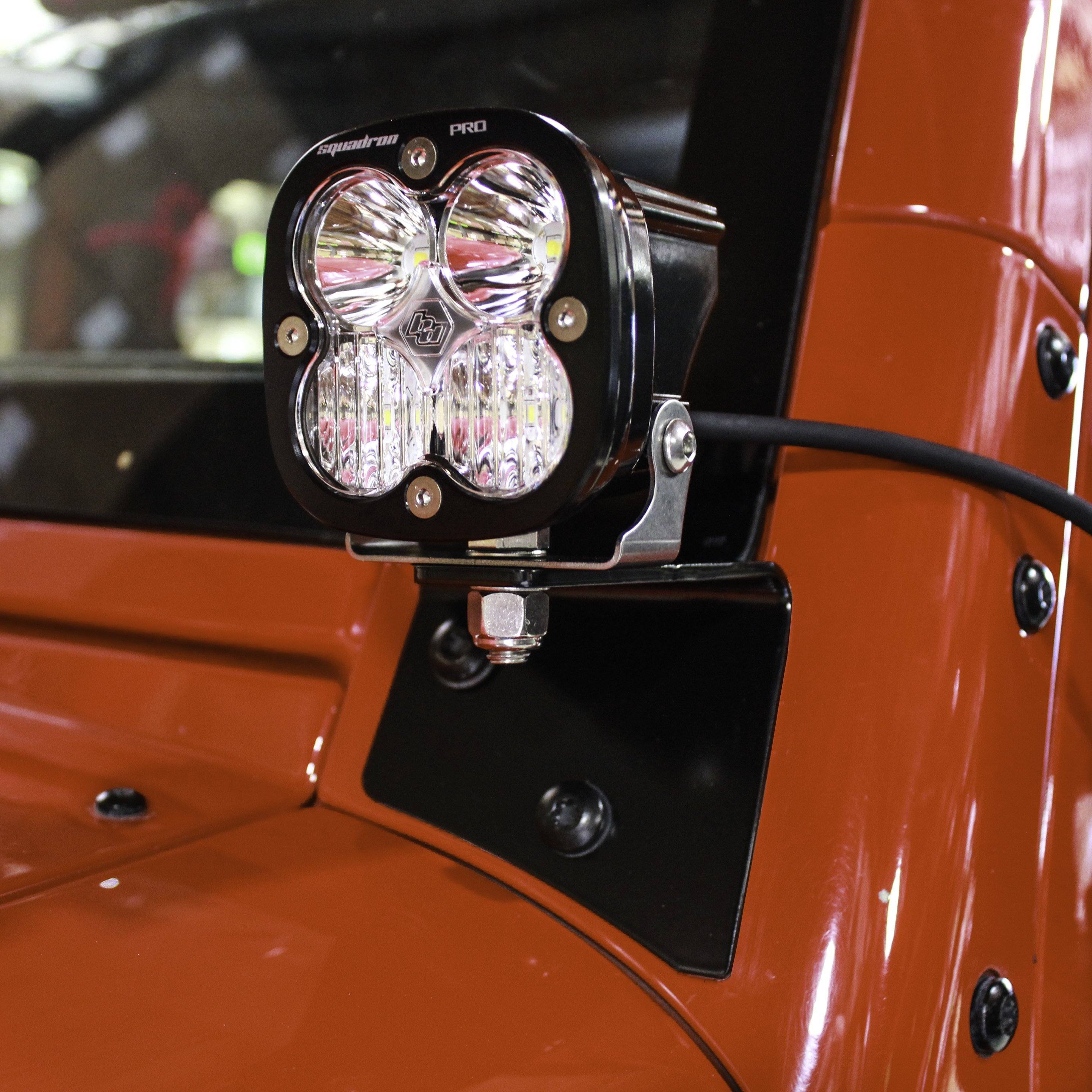 '07-17 Jeep JK A-Pillar Mount Kit Lighting Baja Designs close-up