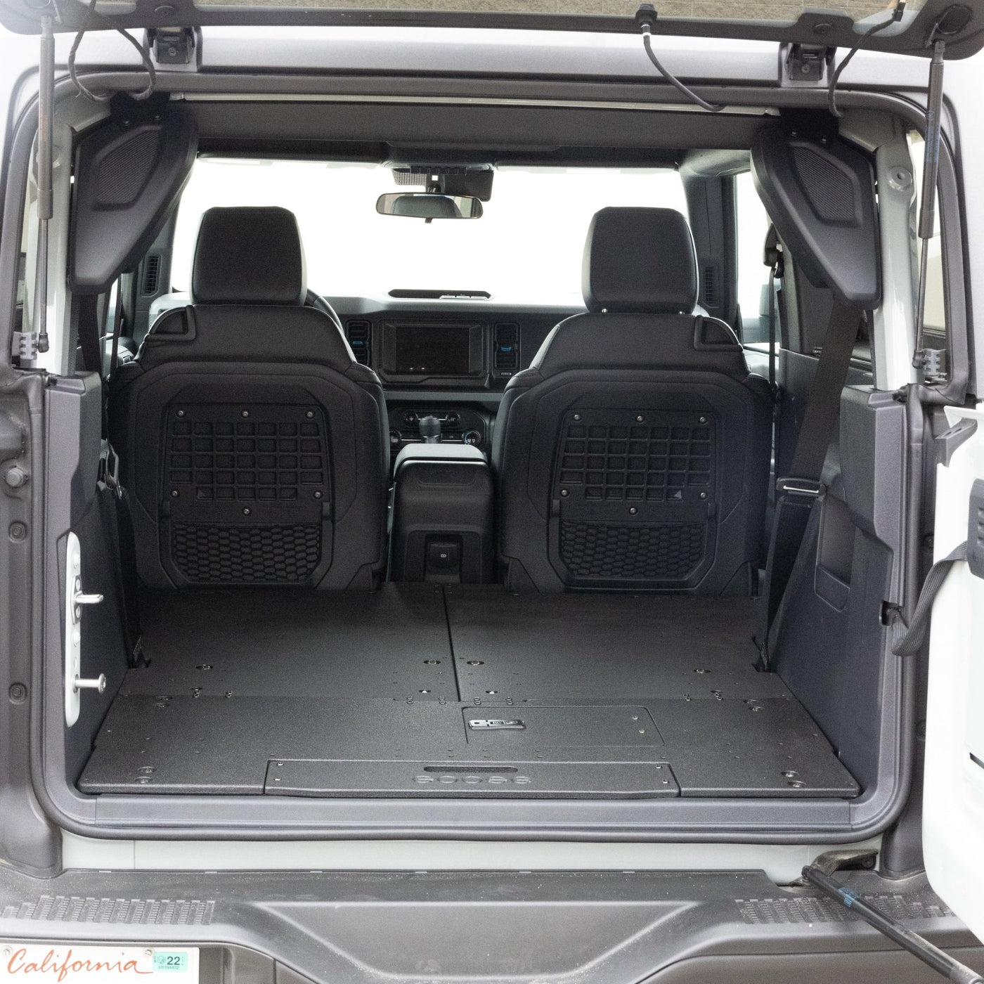 '21-23 Ford Bronco 2 Door Goose Gear 2nd Row Seat Delete Plate System Display in vehicle 