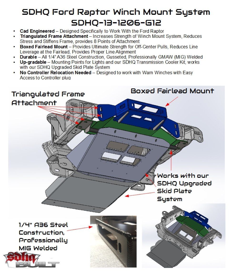 '10-14 Ford Raptor SDHQ Built Winch Mount