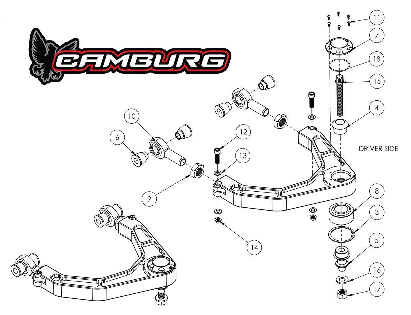 '17-23 Ford Raptor Kinetik Billet Upper Control Arm Kit Suspension Camburg Engineering design