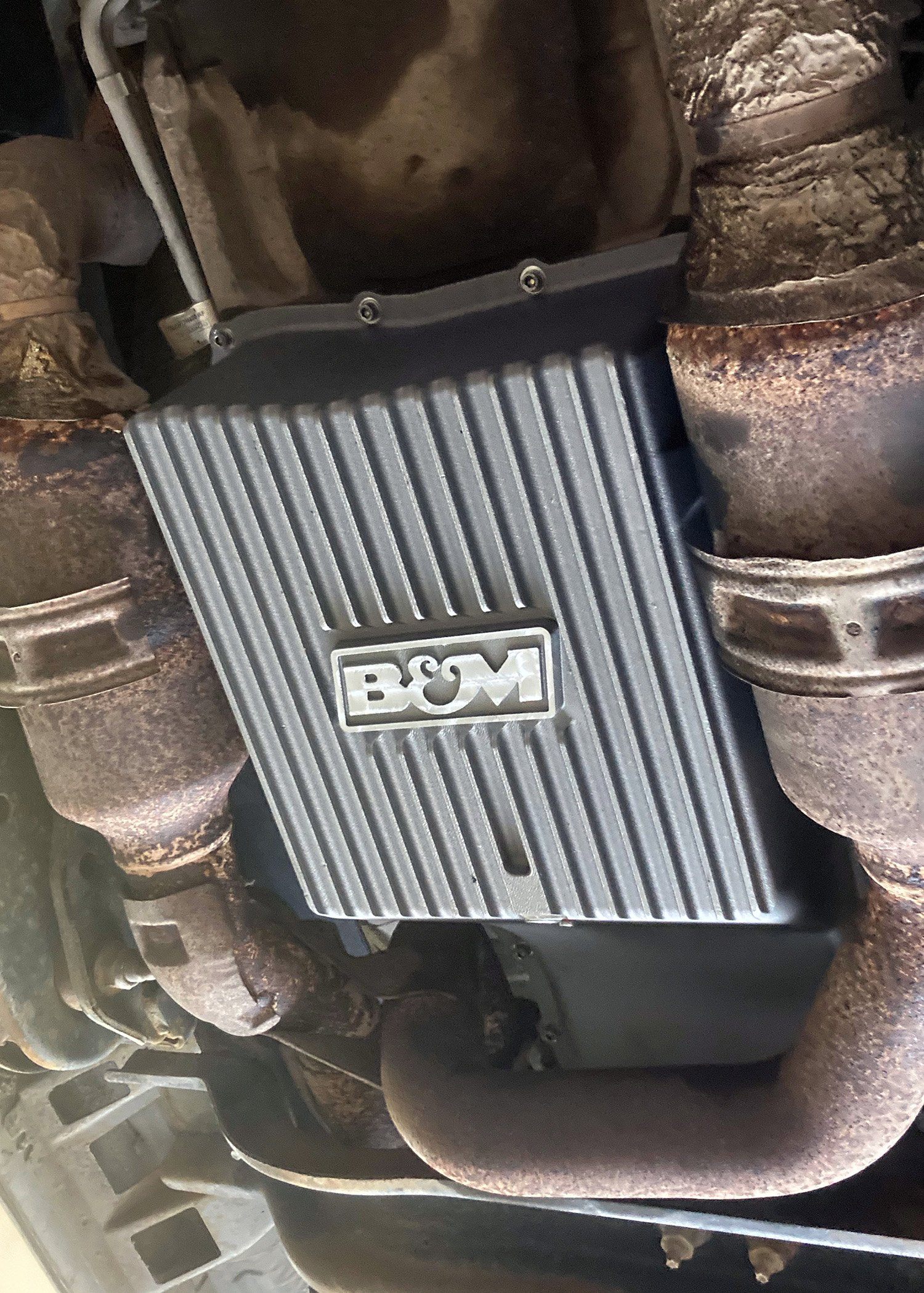 '11-21 Ford F250/F350 B&M HI-TEK Deep Transmission Pan Natural Drivetrain B&M display